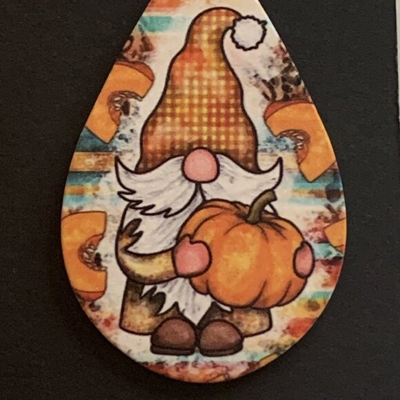 Pumpkin Earring, Gnome Dwarf Elf Earring, Thanksgiving Earring, Halloween, Gift - Picture 3 of 6